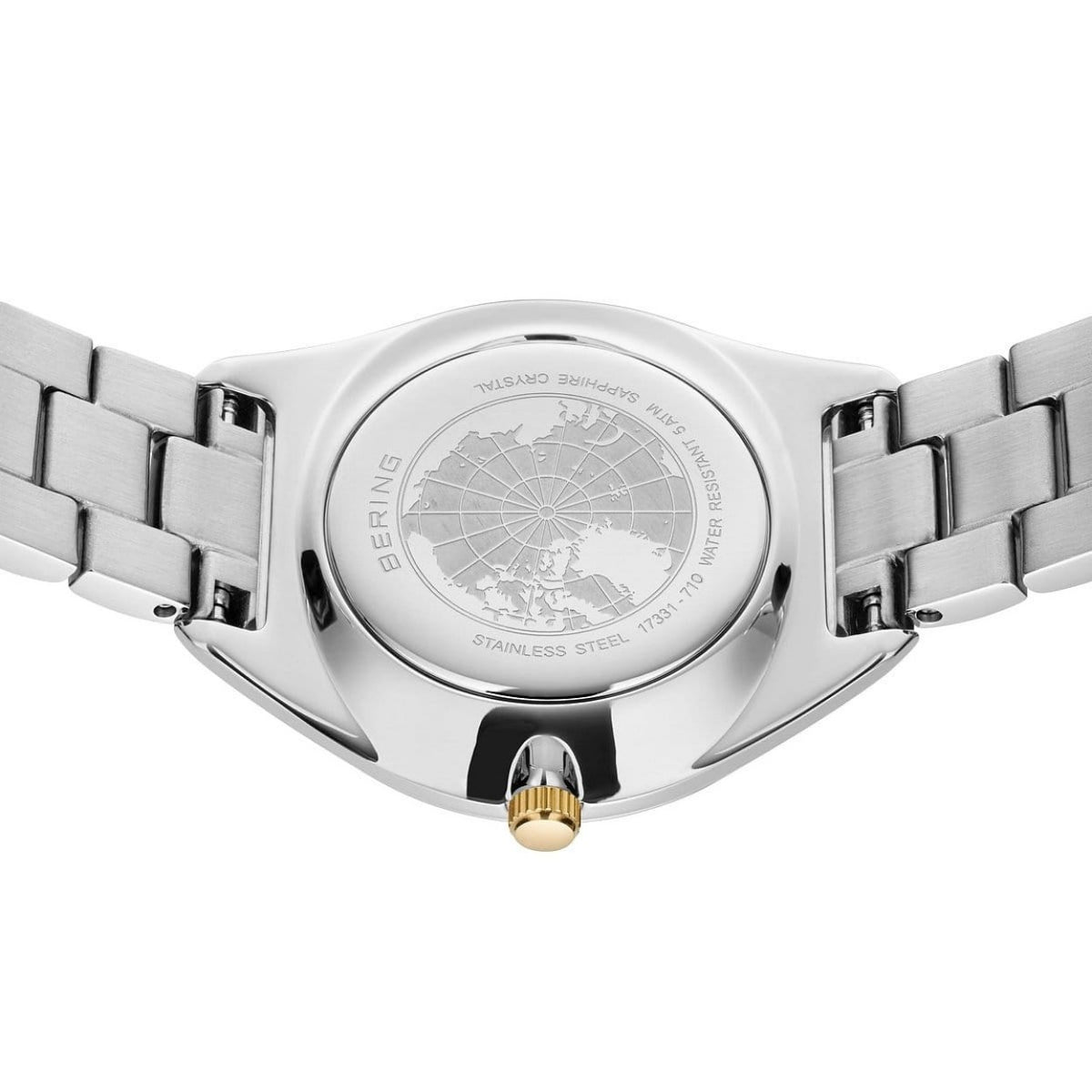Bering Solar 17331-710 analog damklocka med vit urtavla och armband i rostfritt stål
