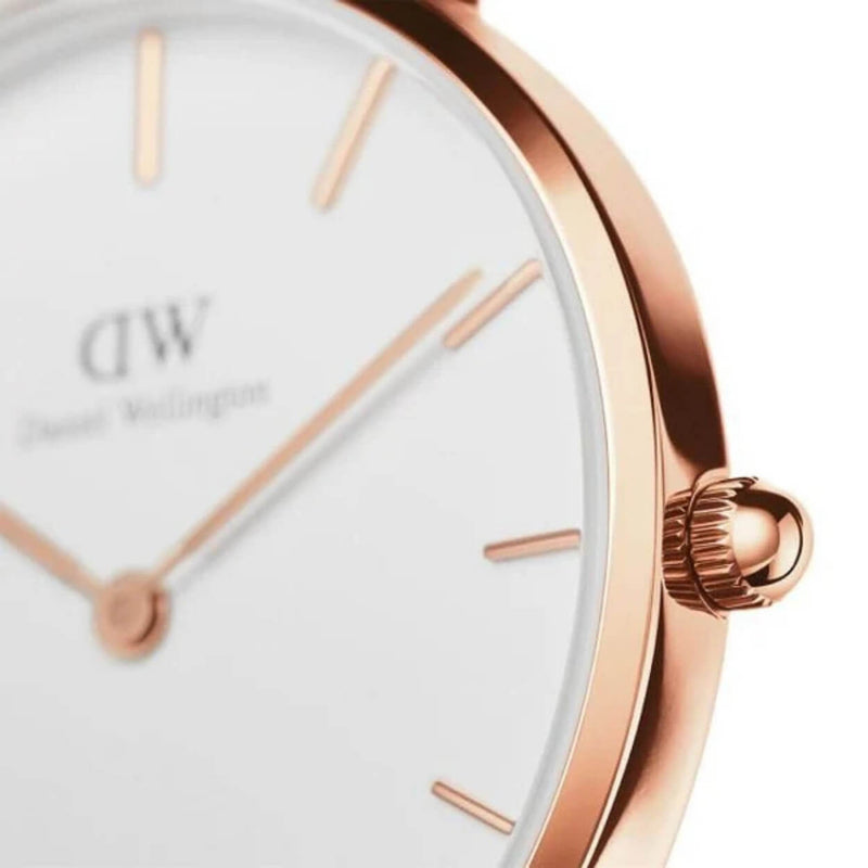 Daniel Wellington Petite Sheffield DW00100174 analog damklocka med vit urtavla och armband i läder