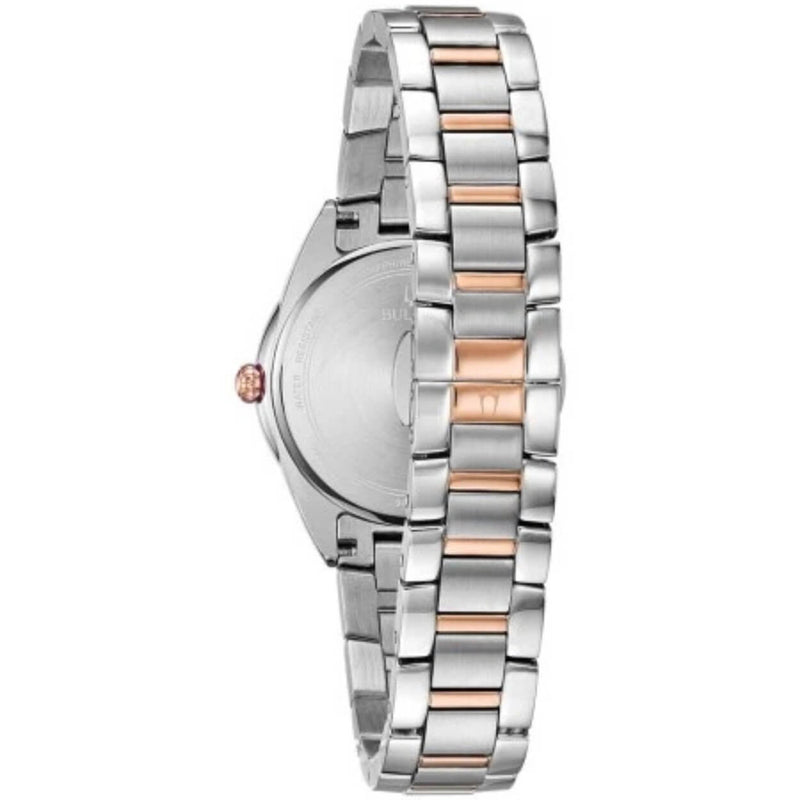 Bulova Classic 98P183 analog damklocka med vit urtavla och armband i rostfritt stål