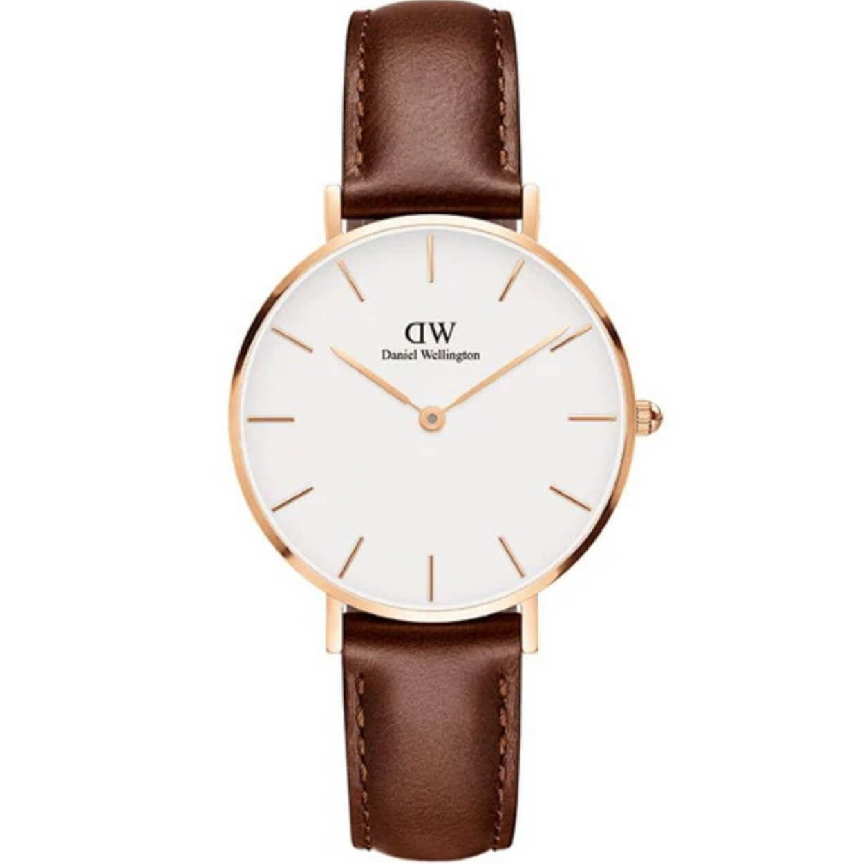 Daniel Wellington Petite St Mawes DW00100175 analog damklocka med vit urtavla och armband i läder