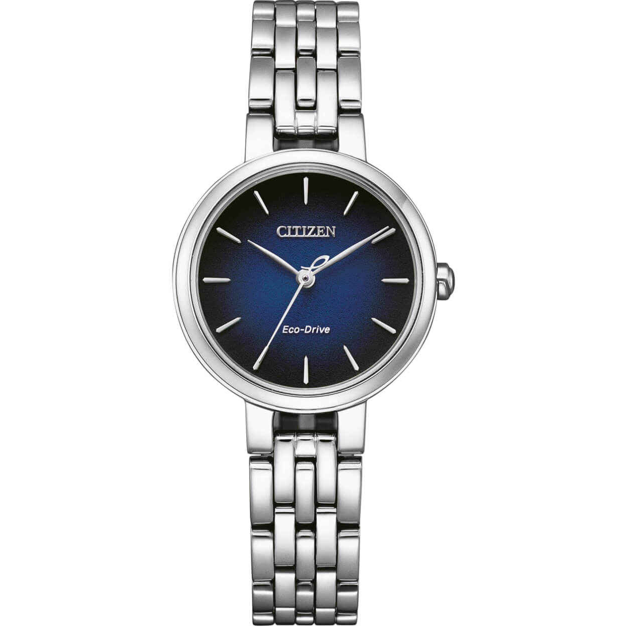 Citizen Eco Drive EM0990-81L analog damklocka med blå urtavla och armband i rostfritt stål