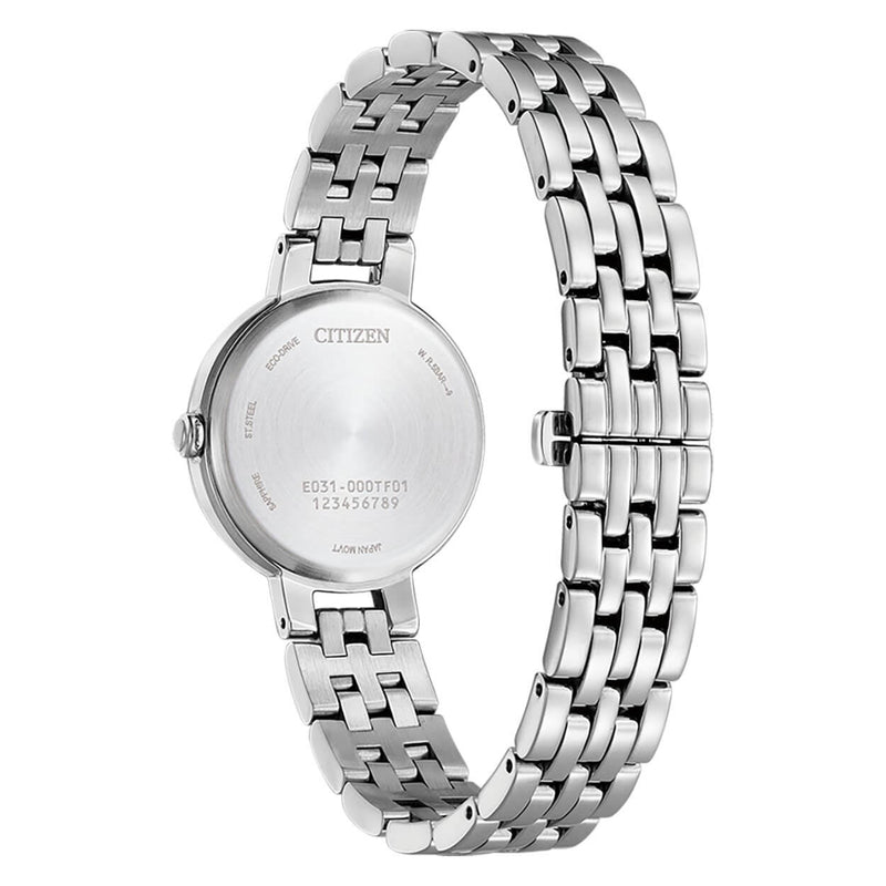 Citizen Eco Drive EM0990-81L analog damklocka med blå urtavla och armband i rostfritt stål