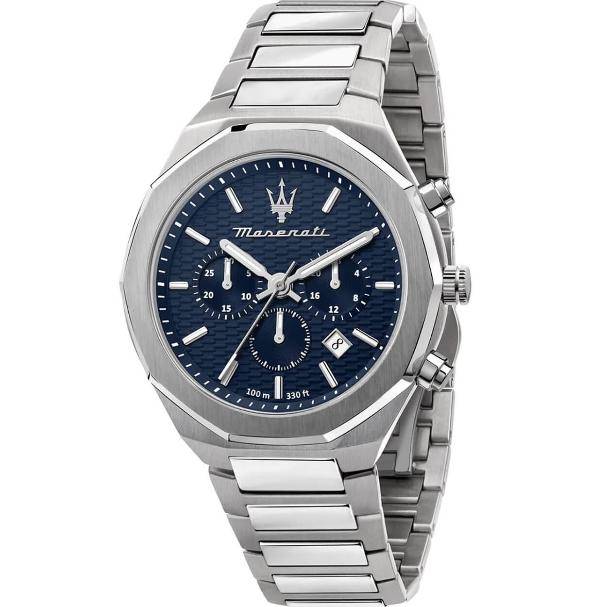 Maserati Stile R8873642006 analog herrklocka med blå urtavla och armband i rostfritt stål