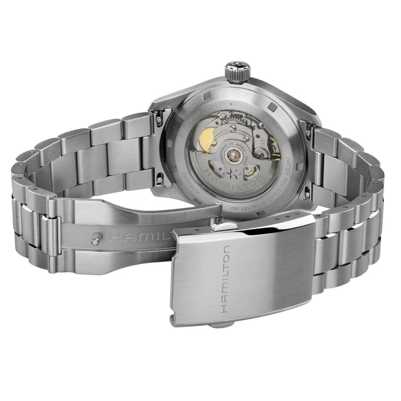 Hamilton Khaki Field Murph H70405130 analog herrklocka med svart urtavla och armband i rostfritt stål