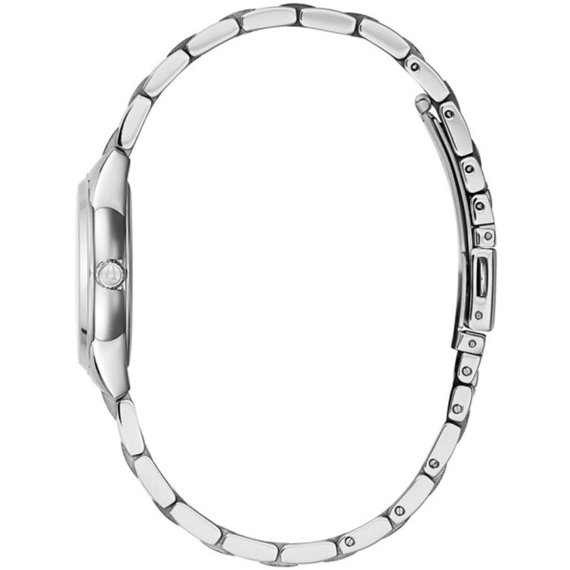 Bulova Diamond 96P219 analog damklocka med silver urtavla och armband i rostfritt stål