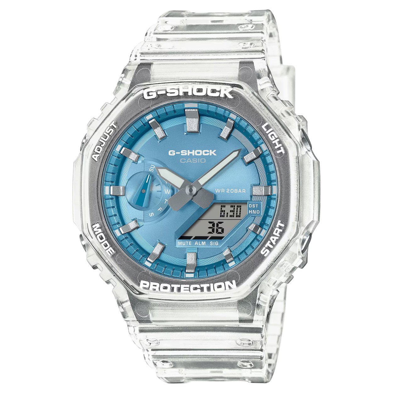 Casio G-Shock Classic GA-2100BM-7A2ER ana-digi herrklocka med blå urtavla och armband i resin