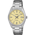 Casio Timeless UTP-1302PD-9AVEF analog herrklocka med gul urtavla och armband i rostfritt stål