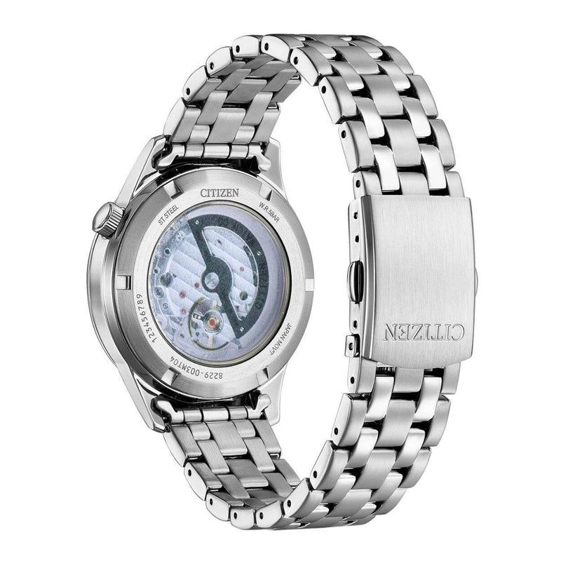 Citizen Classic NH9131-73A analog herrklocka med vit urtavla och armband i rostfritt stål