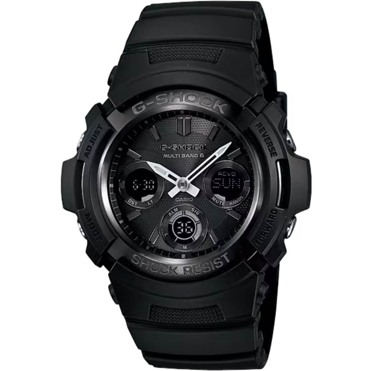 Casio G-Shock AWG-M100B-1AER analog herrklocka med svart urtavla och armband i resin