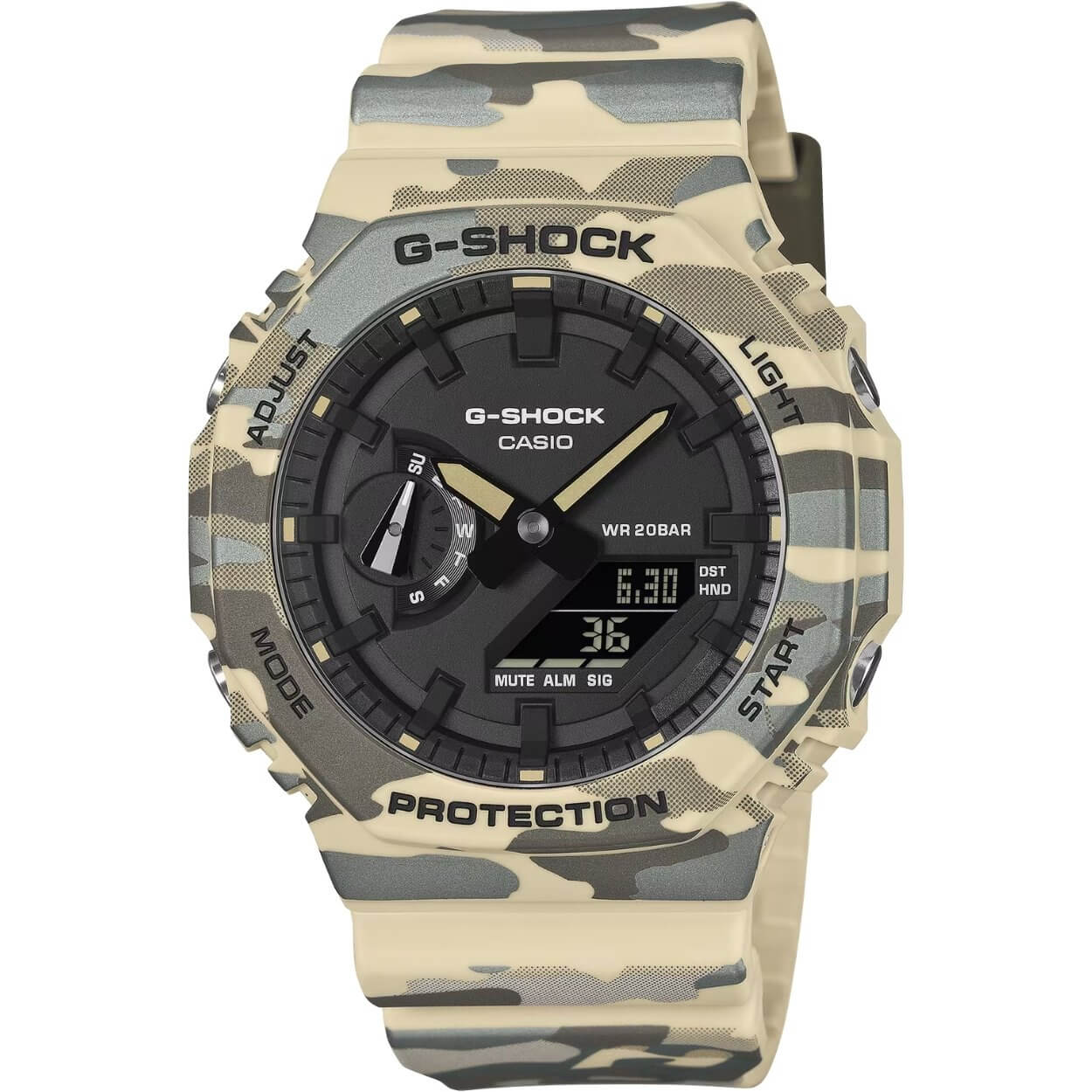 Casio G-Shock GA-2100CM-5AER digital herrklocka med svart urtavla och armband i resin
