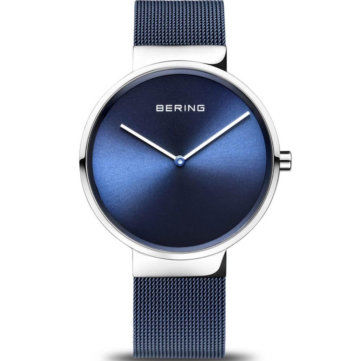 Bering Classic 14539-307 analog herrklocka med blå urtavla och armband i mesh