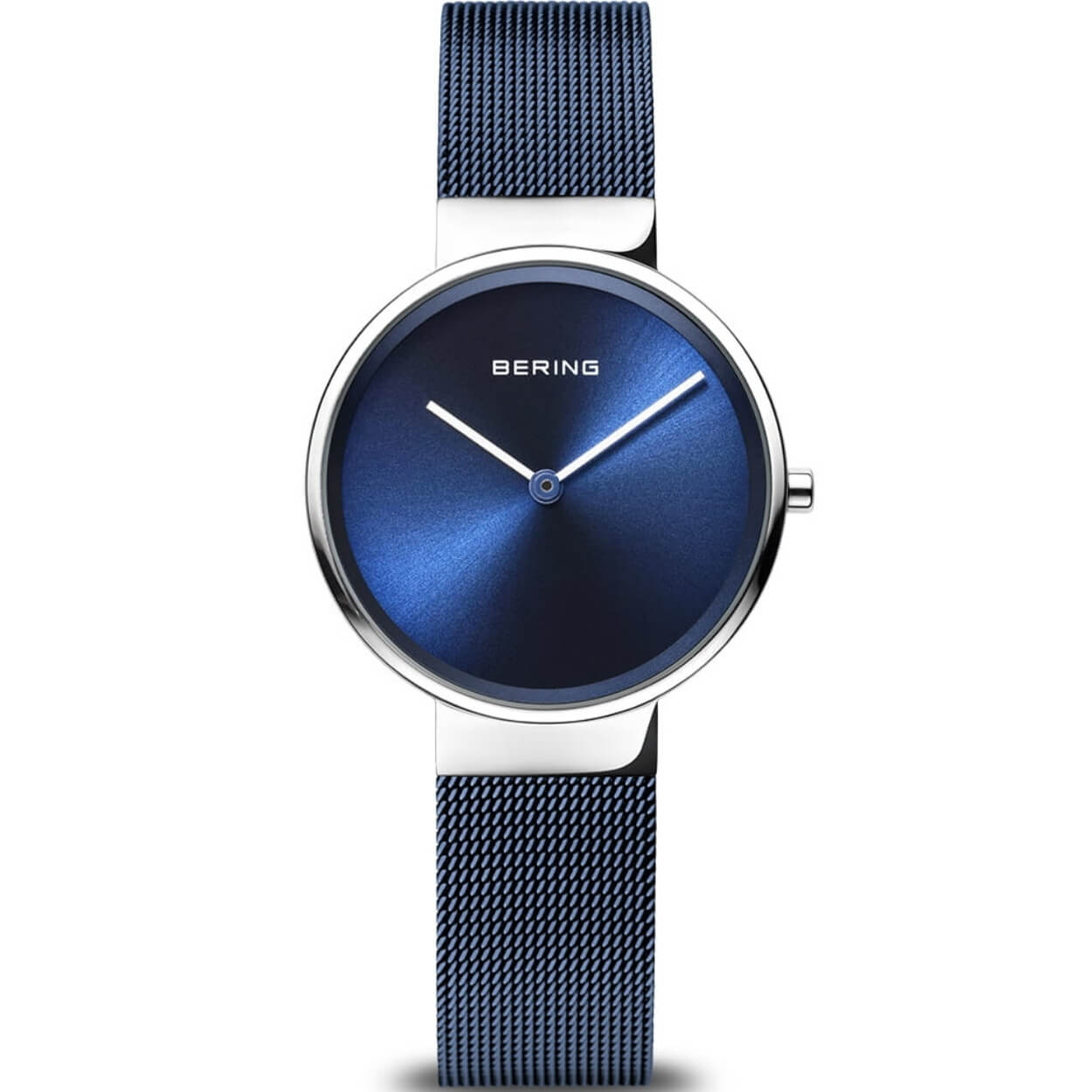 Bering Classic 14531-307 analog damklocka med blå urtavla och armband i mesh