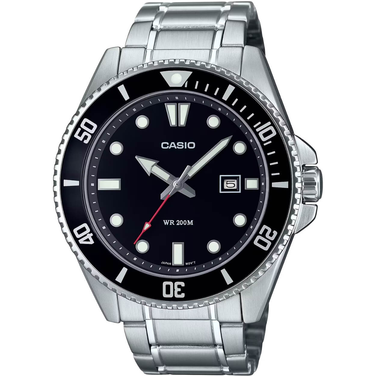 Casio Timeless MDV-107D-1A1VEF analog herrklocka med svart urtavla och armband i rostfritt stål