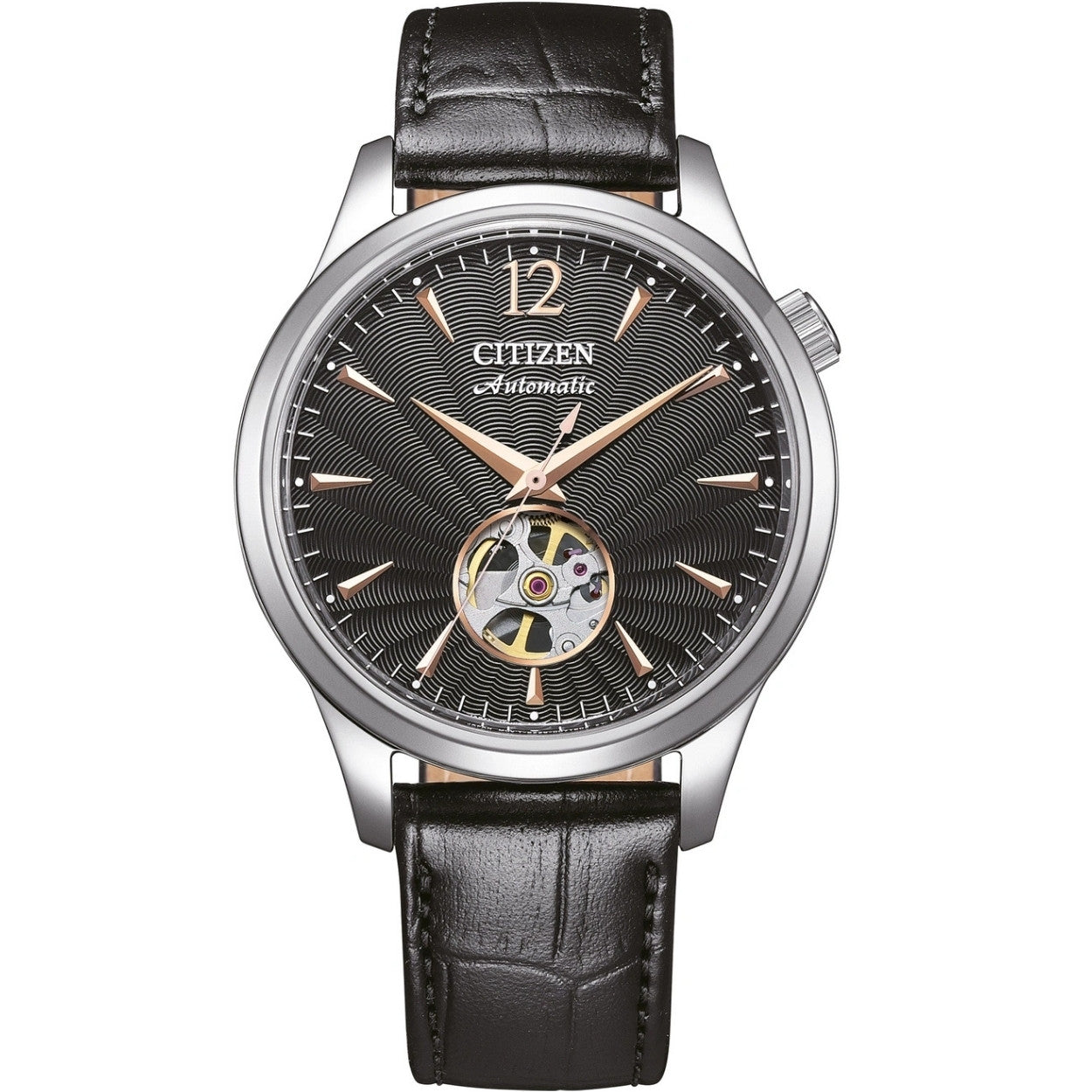 Citizen Classic NH9131-14E analog herrklocka med svart urtavla och armband i läder