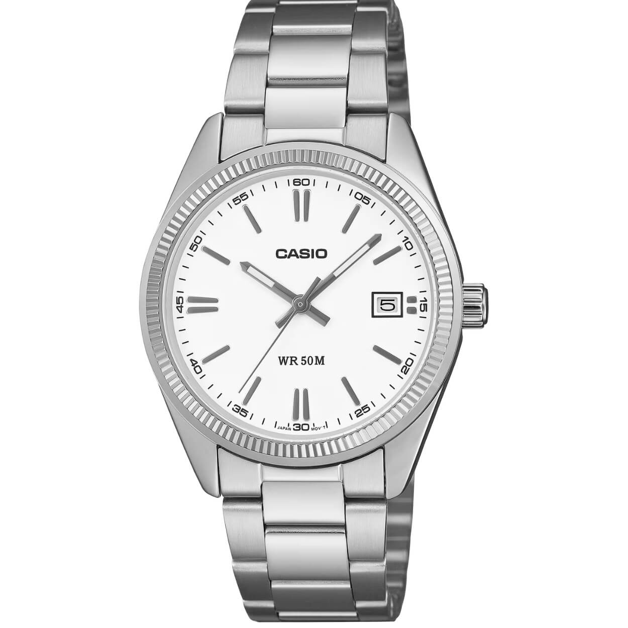 Casio Timeless UTP-1302PD-7AVEF analog unisexklocka med vit urtavla och armband i rostfritt stål