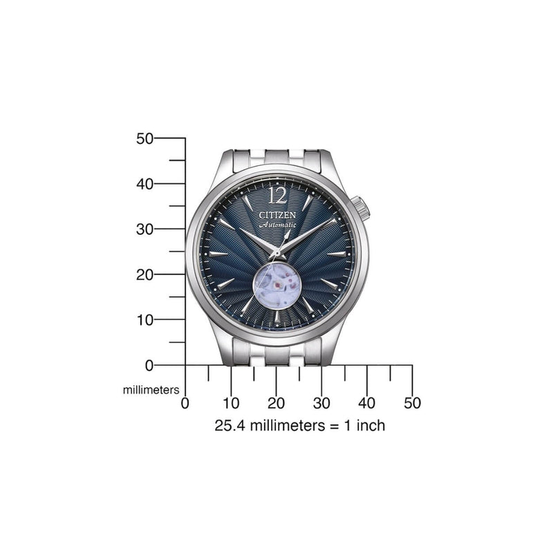 Citizen Classic NH9131-73L analog herrklocka med blå urtavla och armband i rostfritt stål