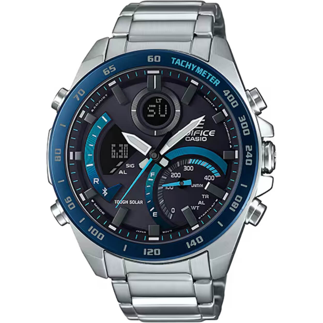 Casio Edifice ECB-900DB-1BER digital herrklocka med svart urtavla och armband i rostfritt stål
