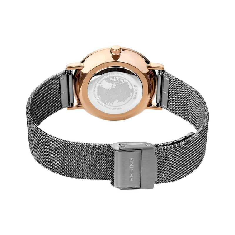 Bering Classic 13436-369 analog damklocka med grå urtavla och armband i mesh