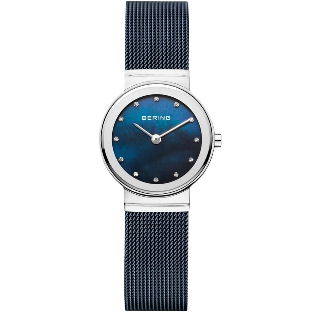 Bering Classic 10126-307 analog damklocka med blå urtavla och armband i mesh