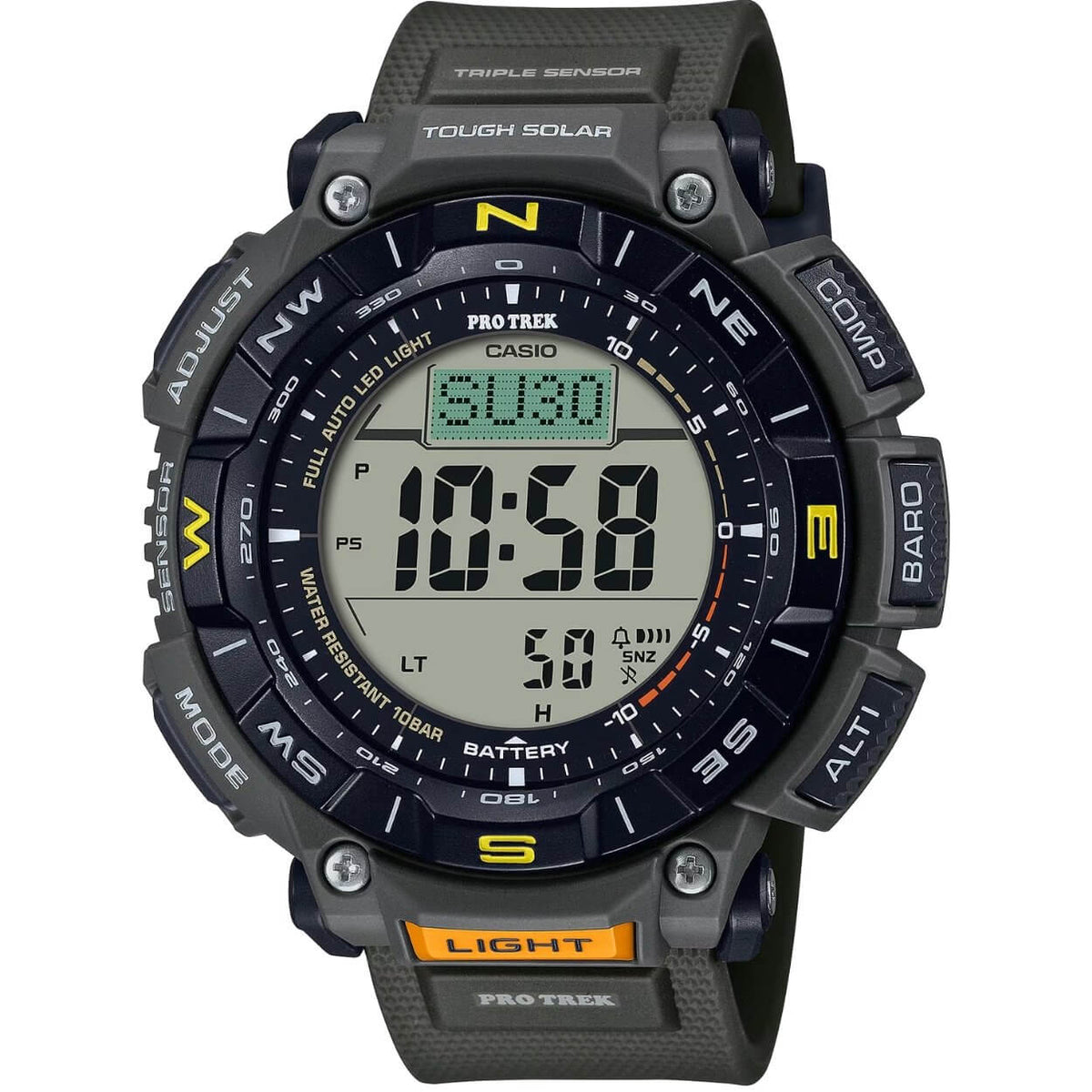 Casio Pro Trek PRG-340-3ER digital herrklocka med svart urtavla och armband i resin