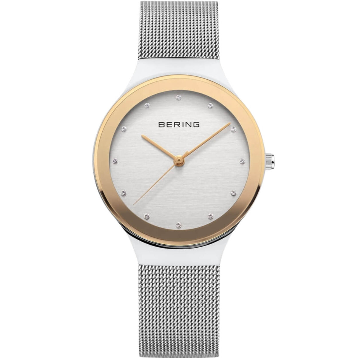 Bering Classic 12934-010 analog damklocka med silver urtavla och armband i mesh