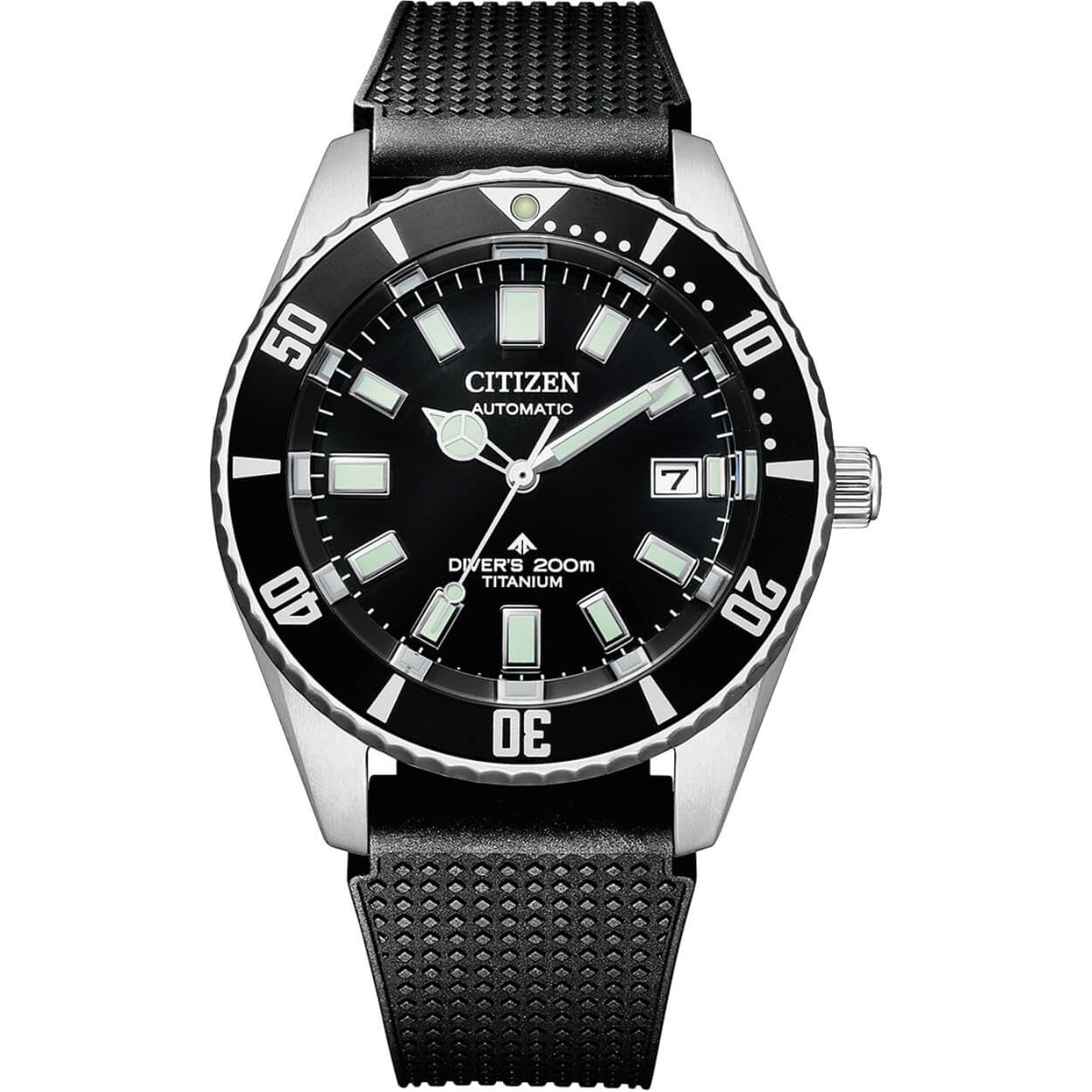 Citizen Promaster Automatic Diver Titanium NB6021-17E analog herrklocka med svart urtavla och armband i silikon