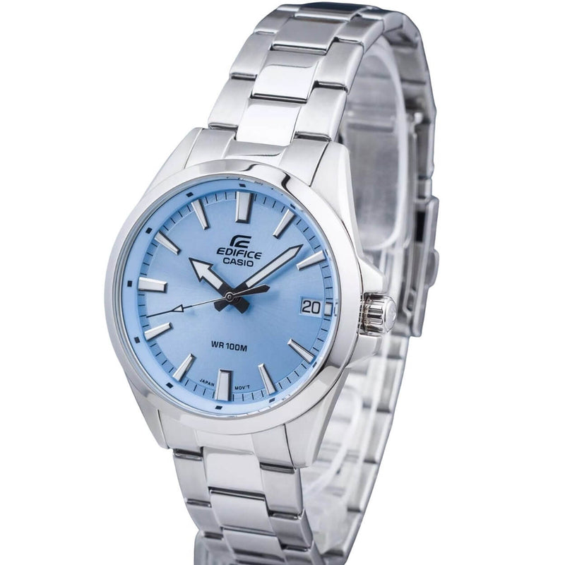 Casio Edifice EFV-100D-2BVUEF analog herrklocka med blå urtavla och armband i rostfritt stål
