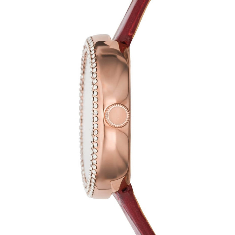 Emporio Armani AR11357 analog damklocka med vit urtavla och armband i läder