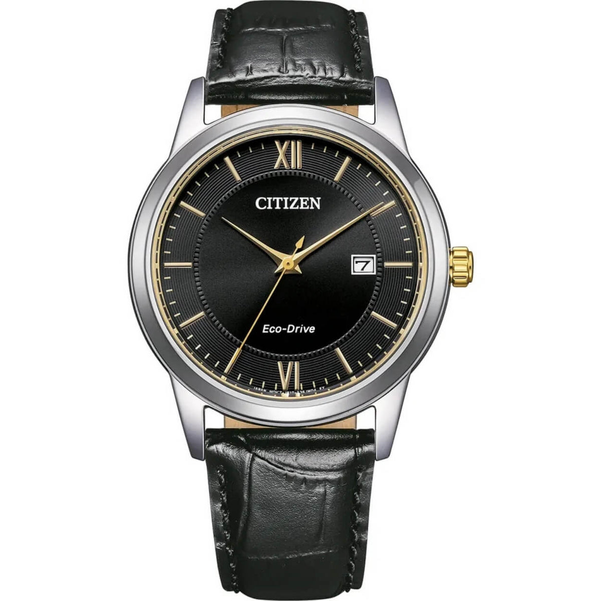 Citizen Eco Drive Solar AW1784-16E analog herrklocka med svart urtavla och armband i rostfritt stål