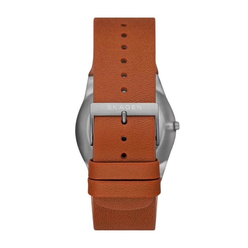 Skagen Melbye Titanium SKW6906 analog herrklocka med blå urtavla och armband i läder