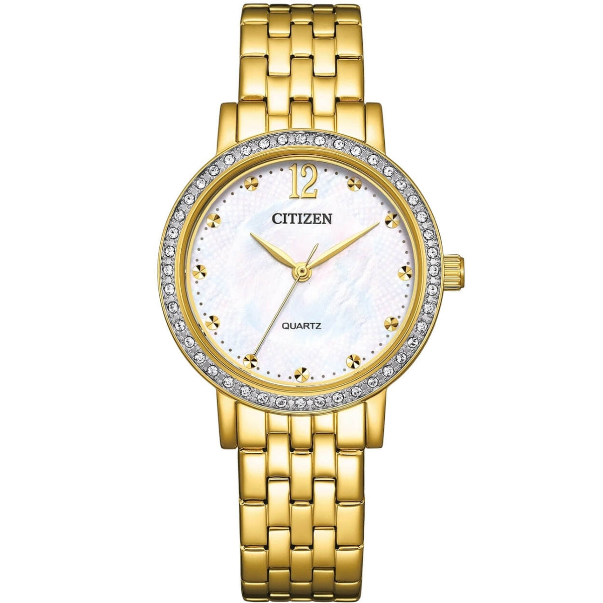 Citizen Elegant EL3102-50D analog damklocka med vit urtavla och armband i rostfritt stål