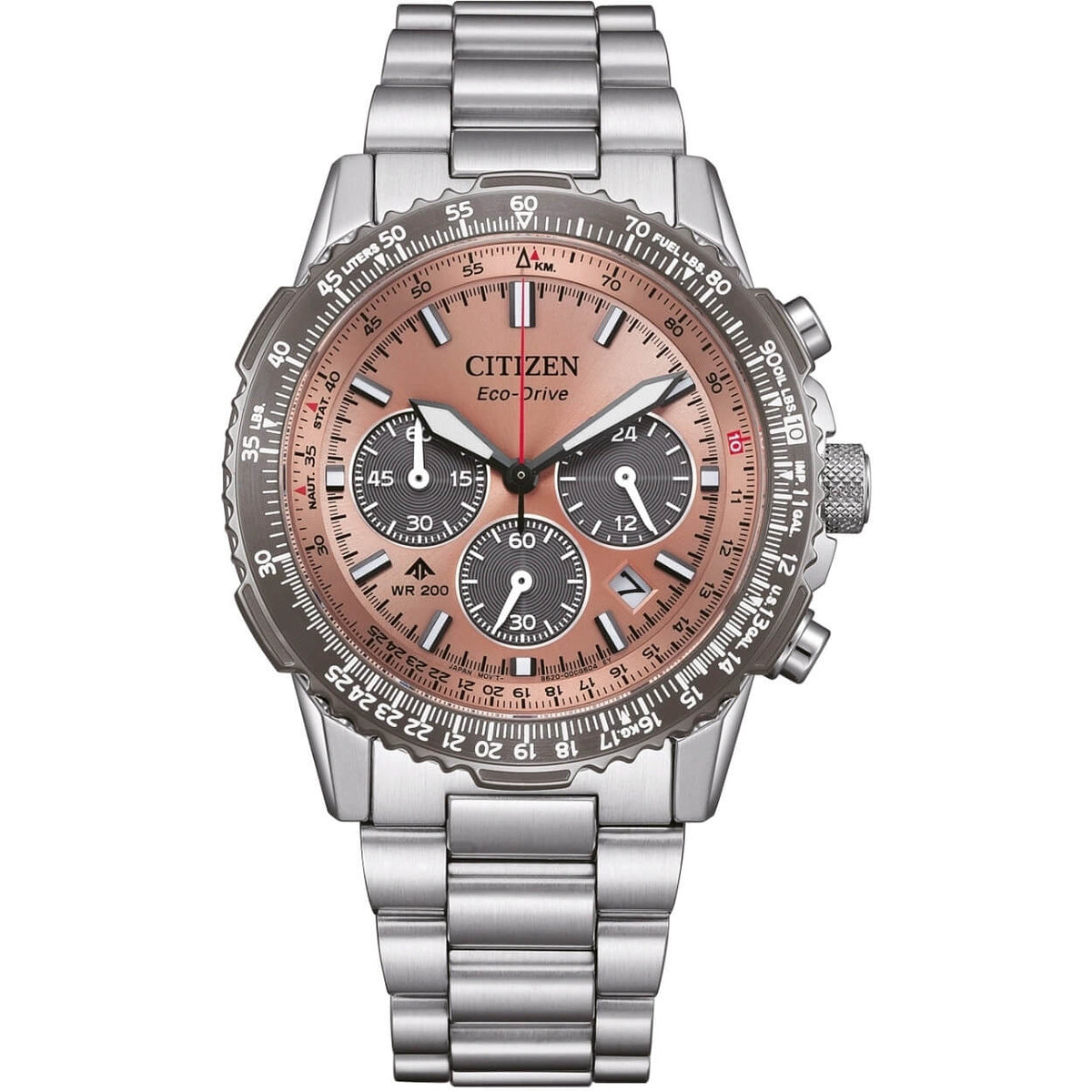 Citizen Promaster Sky CA4664-60X analog herrklocka med brun urtavla och armband i rostfritt stål