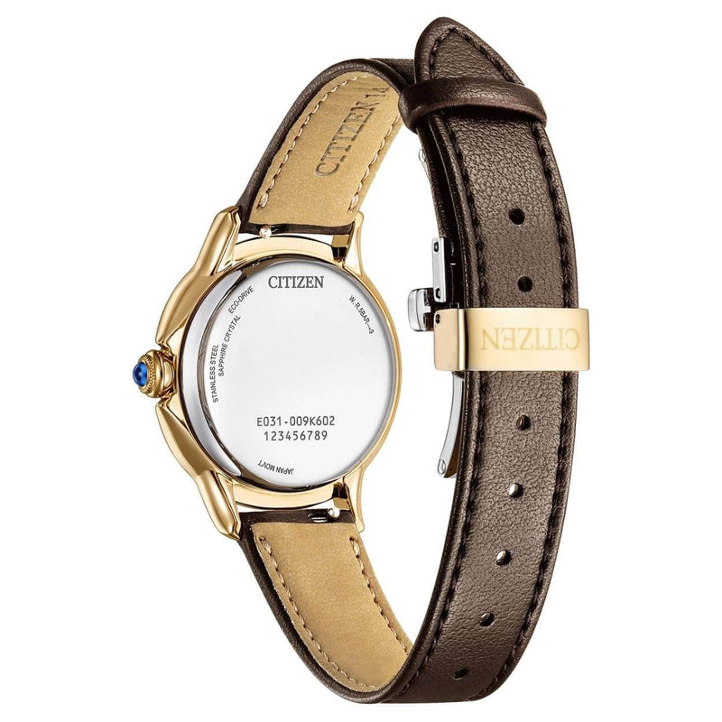 Citizen L Ceci EM1163-09X analog damklocka med brun urtavla och armband i läder