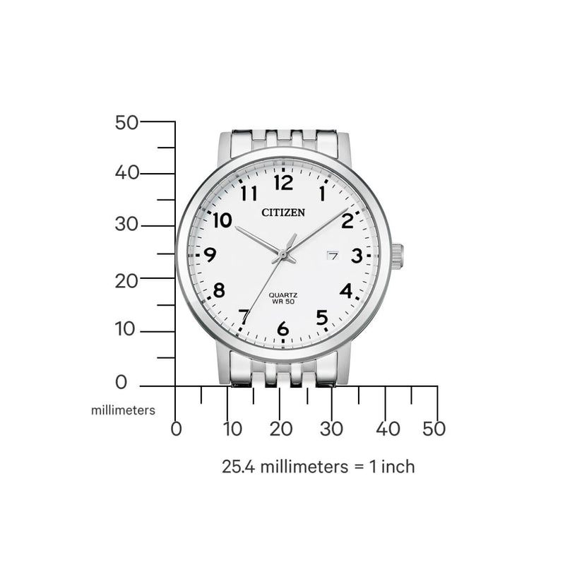 Citizen Classic BI5070-57A analog herrklocka med vit urtavla och armband i rostfritt stål