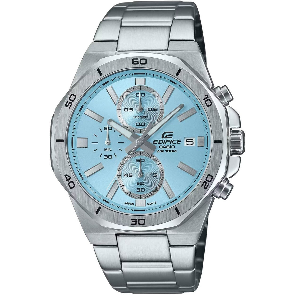 Casio Edifice EFV-640D-2BVUEF analog herrklocka med blå urtavla och armband i rostfritt stål