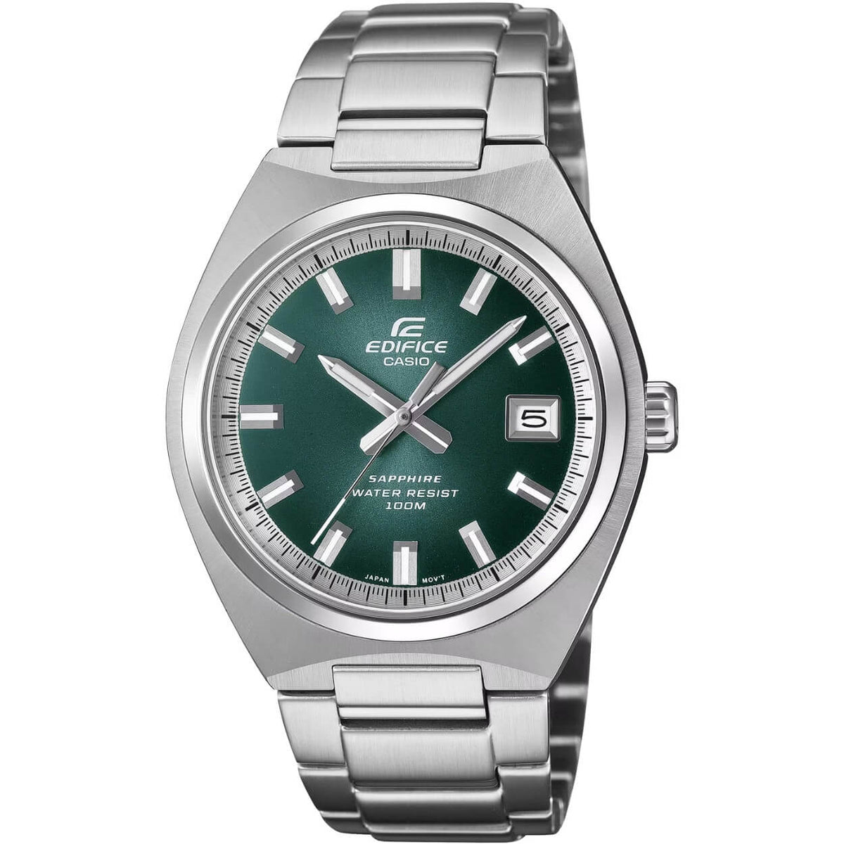 Casio Edifice EFB-109D-3AVEF analog herrklocka med grön urtavla och armband i rostfritt stål