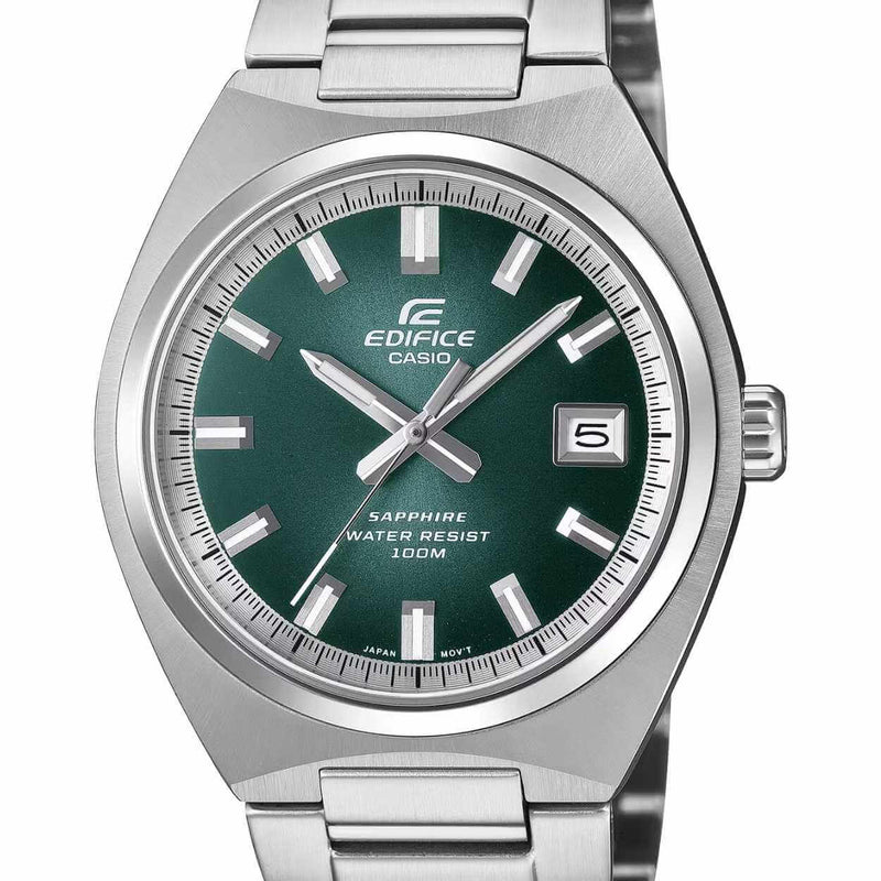Casio Edifice EFB-109D-3AVEF analog herrklocka med grön urtavla och armband i rostfritt stål
