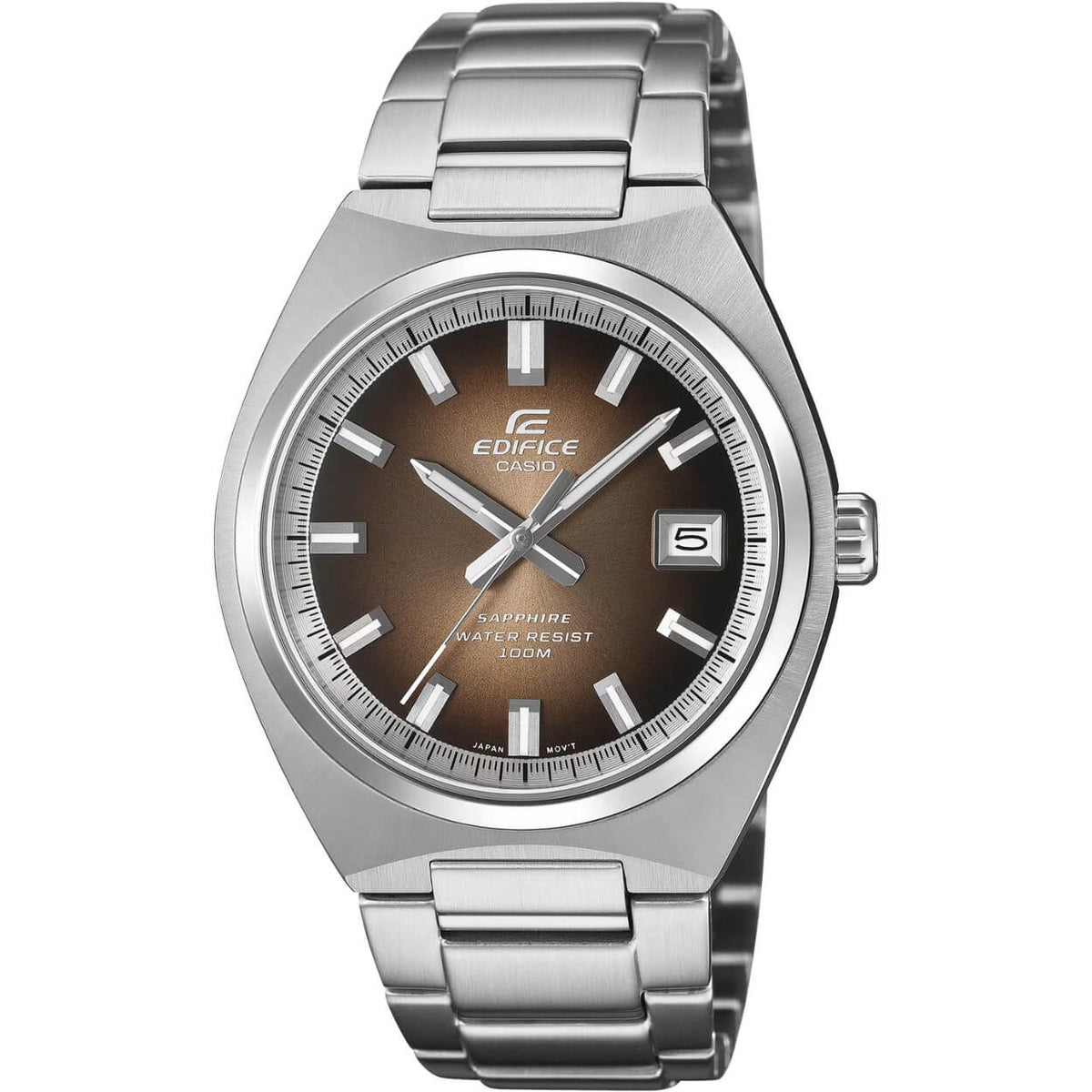 Casio Edifice EFB-109D-5AVEF analog herrklocka med brun urtavla och armband i rostfritt stål