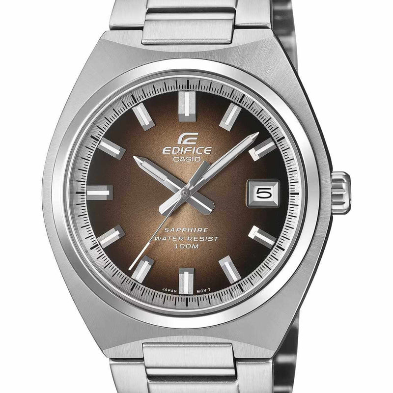 Casio Edifice EFB-109D-5AVEF analog herrklocka med brun urtavla och armband i rostfritt stål
