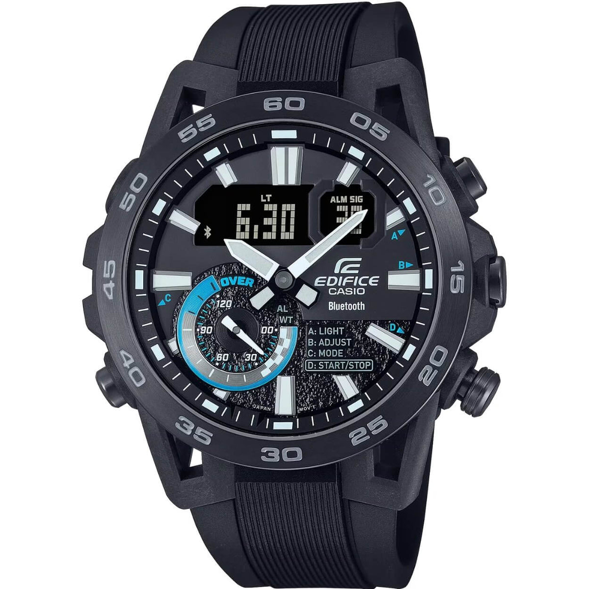 Casio Edifice SOSPENSIONE ECB-40PB-1AEF ana-digi herrklocka med svart urtavla och armband i resin
