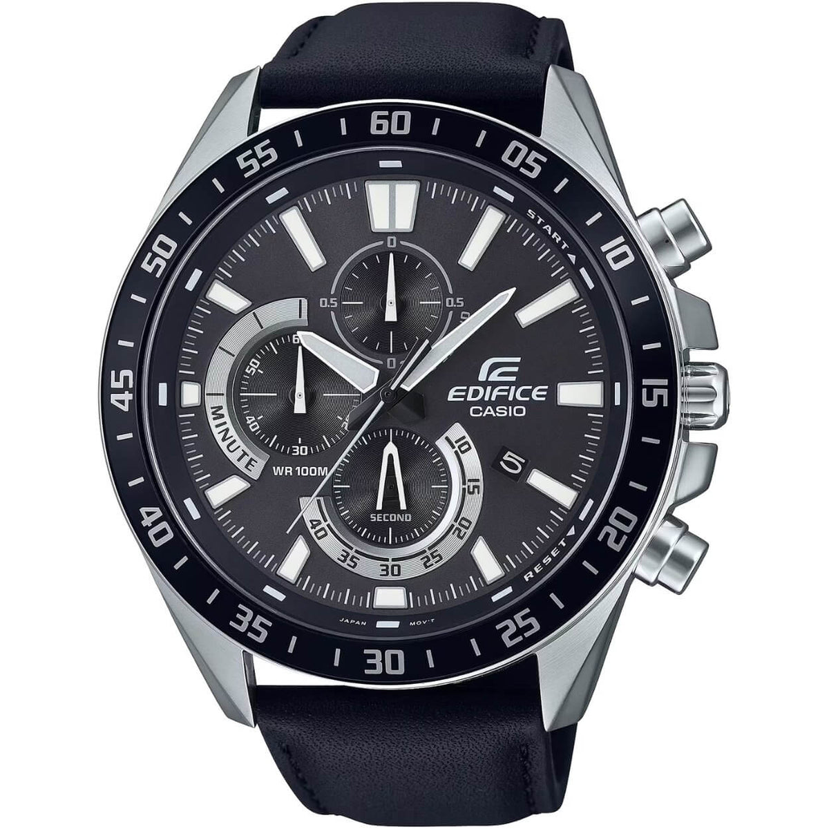 Casio Edifice Chronograph EFV-620L-1AVUEF analog herrklocka med svart urtavla och armband i silikon