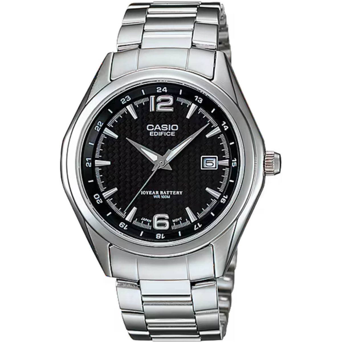 Casio Edifice EF-121D-1AVEG analog herrklocka med svart urtavla och armband i rostfritt stål