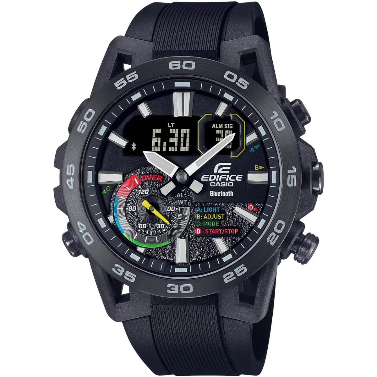 Casio Edifice Sospensione ECB-40MP-1AEF ana-digi herrklocka med svart urtavla och armband i resin
