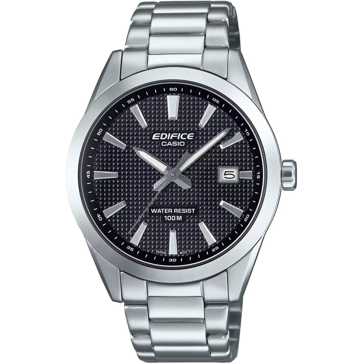 Casio Edifice EFV-160D-1AVEF analog herrklocka med svart urtavla och armband i rostfritt stål