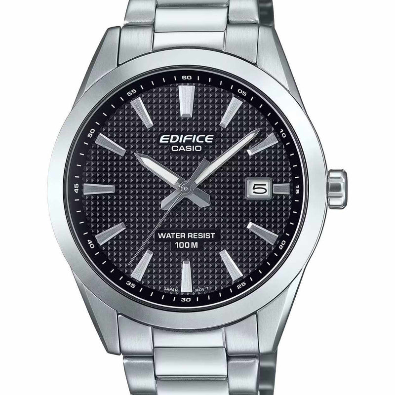 Casio Edifice EFV-160D-1AVEF analog herrklocka med svart urtavla och armband i rostfritt stål