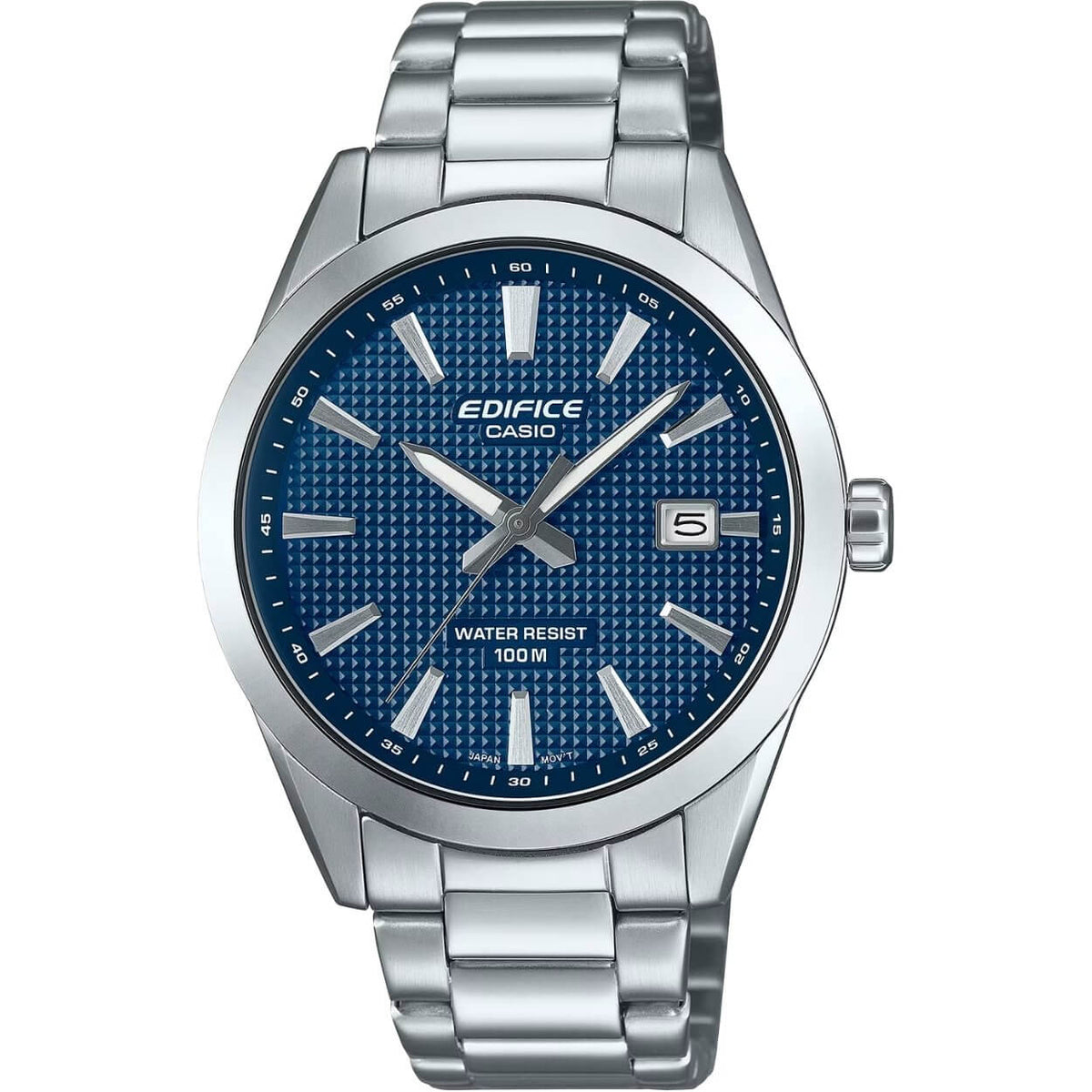 Casio Edifice EFV-160D-2AVEF analog herrklocka med blå urtavla och armband i rostfritt stål