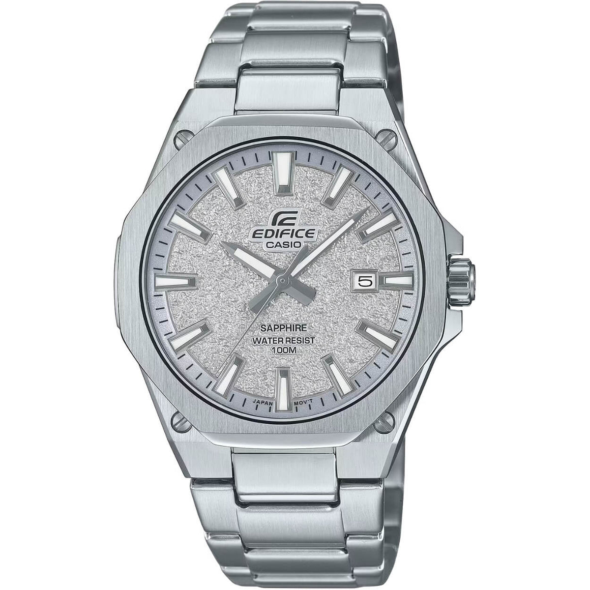 Casio Edifice EFR-S108DE-8AVUEF analog herrklocka med silver urtavla och armband i rostfritt stål