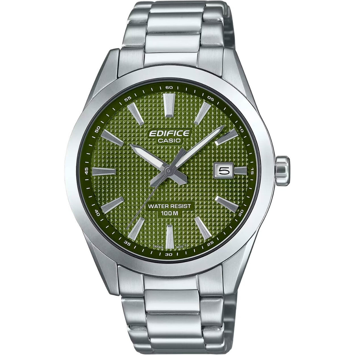 Casio Edifice EFV-160D-3AVEF analog herrklocka med grön urtavla och armband i rostfritt stål