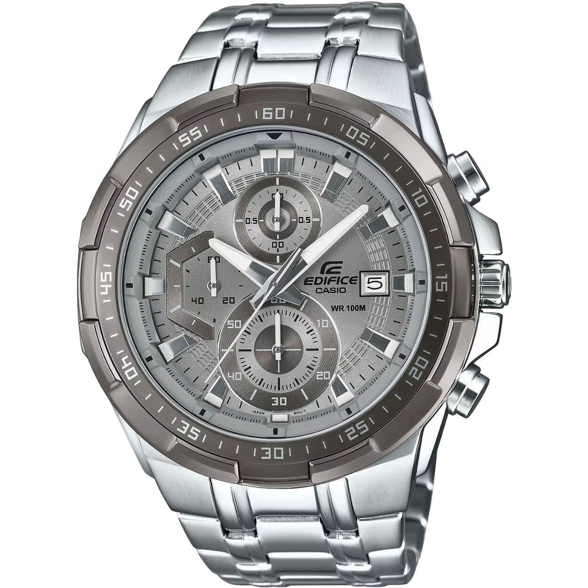 Casio Edifice Chronograph EFR-539DE-8AVUEF analog herrklocka med grå urtavla och armband i rostfritt stål