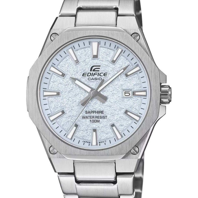 Casio Edifice EFR-S108DE-2AVUEF analog herrklocka med blå urtavla och armband i rostfritt stål